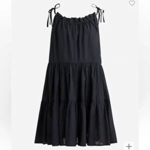 COPY - J. Crew Tie-shoulder tiered mini dress Black Sz M